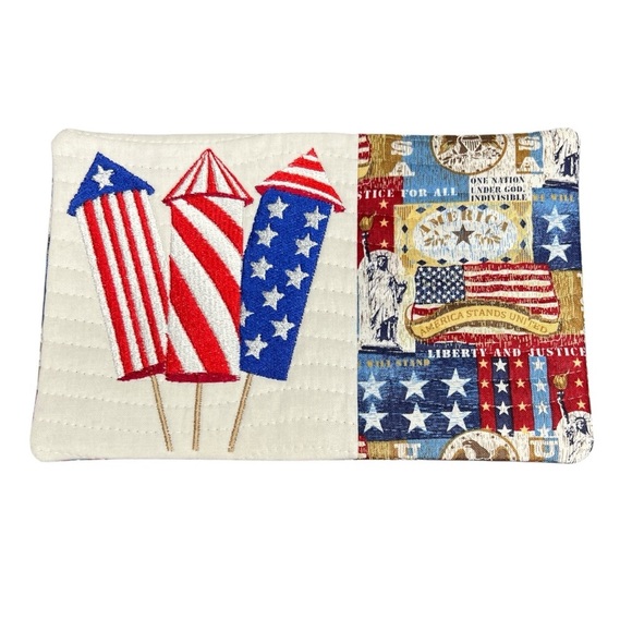 Hand Crafted Other - Hand Crafted Mug Rug Coaster Embroidered Cotton Fabric Padded Absorbs Liquid